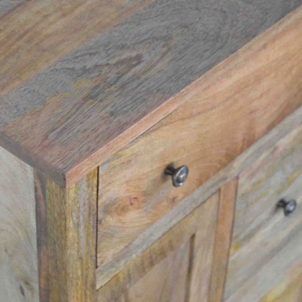 Solid Mango Wood Oak Finished 3 Drawer 2 Door Country Console - Image 4