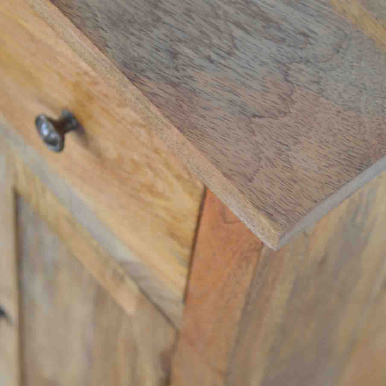 Solid Mango Wood Oak Finished 3 Drawer 2 Door Country Console - Image 6