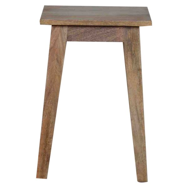 Solid Mango Wood Oak Finished Nordic Style Accent Stool