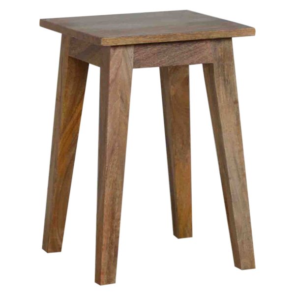 Solid Mango Wood Oak Finished Nordic Style Accent Stool - Image 8