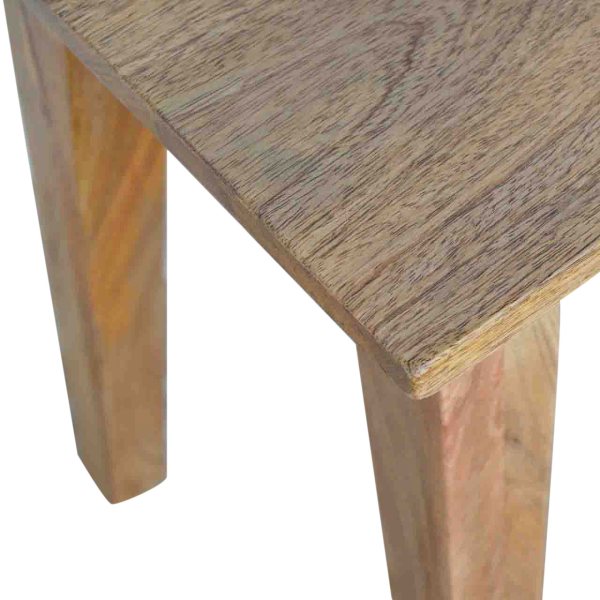 Solid Mango Wood Oak Finished Nordic Style Accent Stool - Image 2