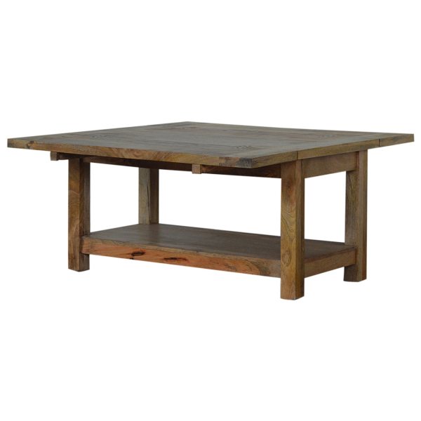 Solid Mango Wood Oak Finished Extending Trilogy Coffee Table - Image 2
