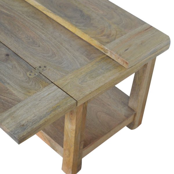 Solid Mango Wood Oak Finished Extending Trilogy Coffee Table - Image 5