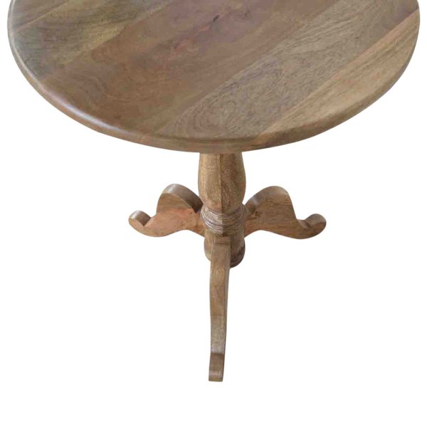 Solid Mango Wood Oak Finished Round Tea Table - Image 6