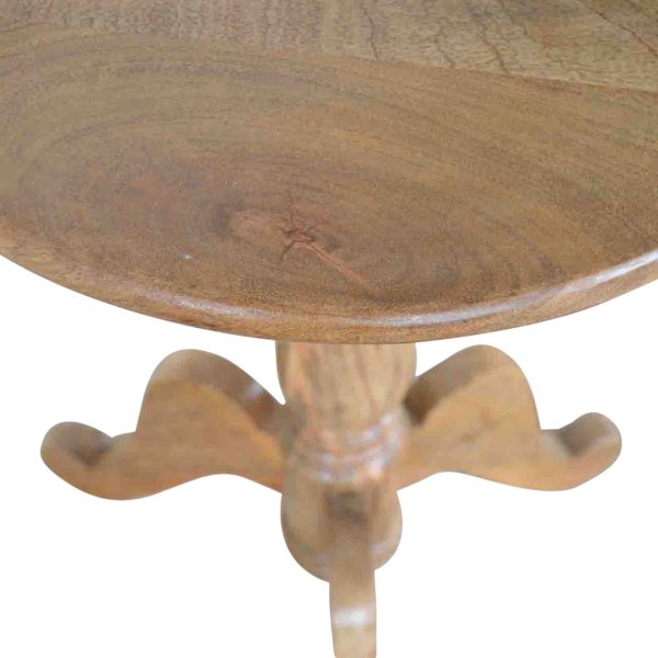 Solid Mango Wood Oak Finished Round Tea Table - Image 4
