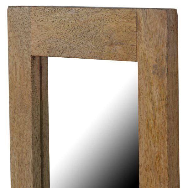 Solid Mango Wood Oak Finished Rectangular Wooden Mirror - Image 2