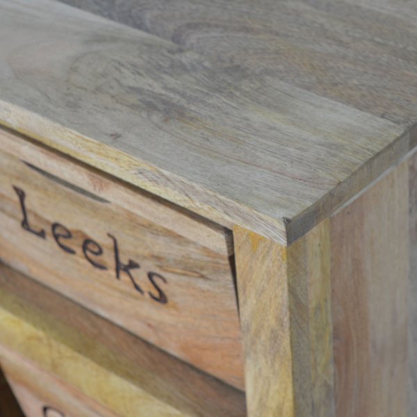 Solid Mango Wood Oak Finished 4 Drawer Kitchen Cabinet - Image 5