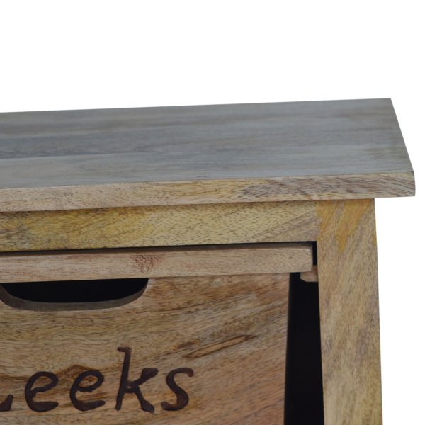Solid Mango Wood Oak Finished 4 Drawer Kitchen Cabinet - Image 6