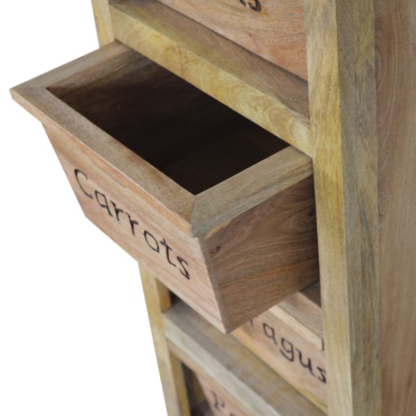 Solid Mango Wood Oak Finished 4 Drawer Kitchen Cabinet - Image 7