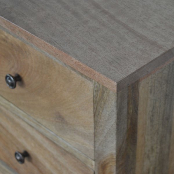 Solid Mango Wood Oak Finished 3 Drawer Country Style Bedside - Image 4