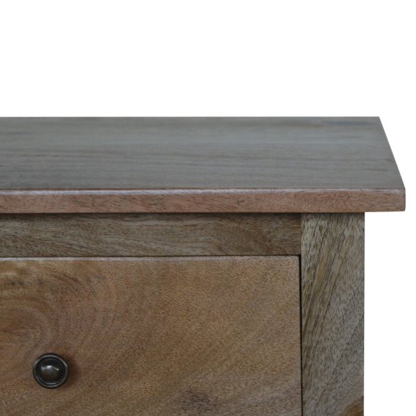 Solid Mango Wood Oak Finished 3 Drawer Country Style Bedside - Image 5