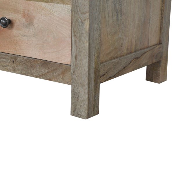 Solid Mango Wood Oak Finished 3 Drawer Country Style Bedside - Image 6
