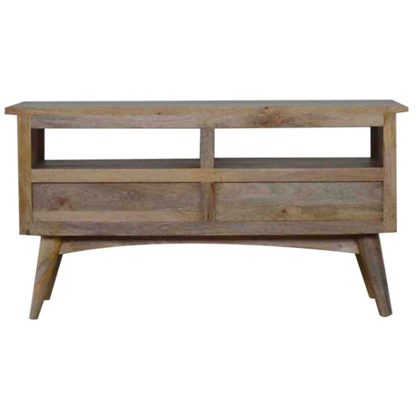 Solid Mango Wood Oak Finished 2 Drawer Media Unit - Image 7