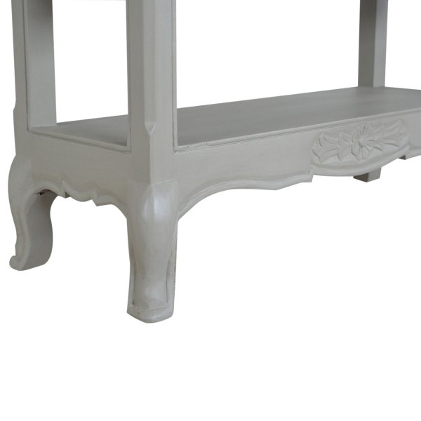 Solid Mango Wood Oak & Hand Painted Grey 2 Drawer French Style Console Table - Image 10