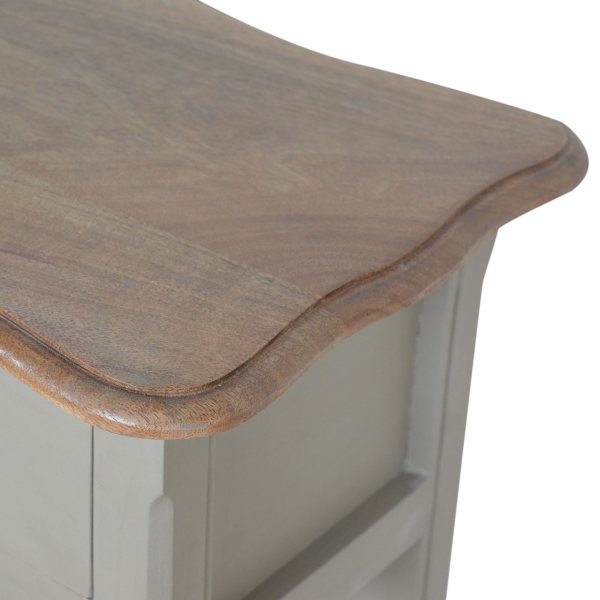 Solid Mango Wood Oak & Hand Painted Grey 2 Drawer French Style Console Table - Image 4