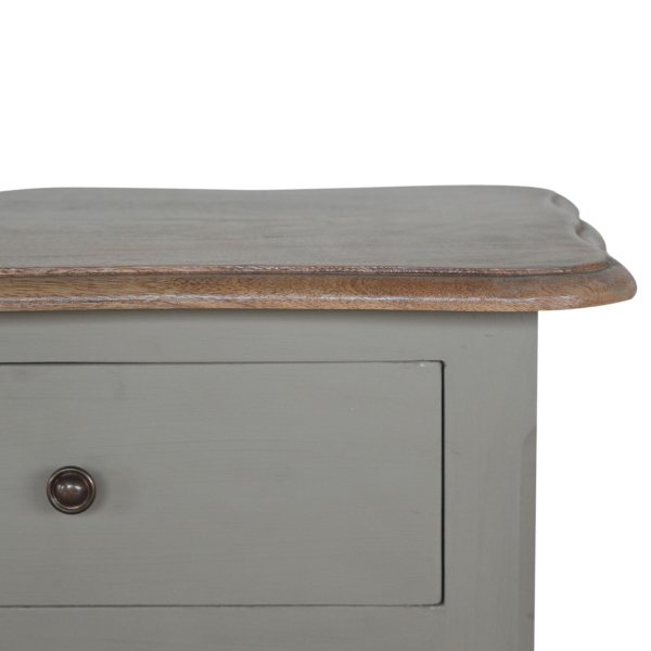 Solid Mango Wood Oak & Hand Painted Grey 2 Drawer French Style Console Table - Image 5