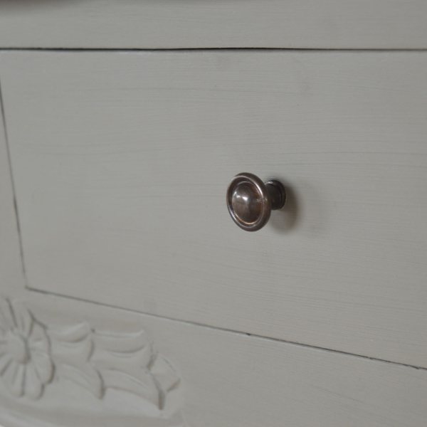 Solid Mango Wood Oak & Hand Painted Grey 2 Drawer French Style Console Table - Image 6