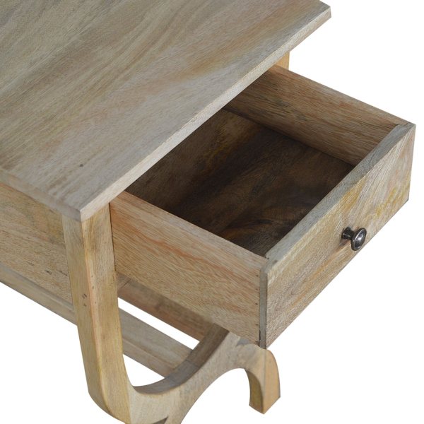 Solid Mango Wood Oak Finished Serpentine Bedside - Image 9