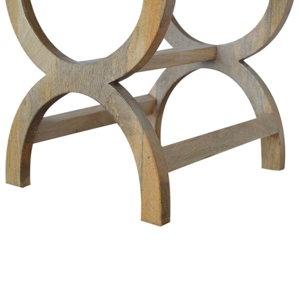 Solid Mango Wood Oak Finished Serpentine Bedside - Image 2