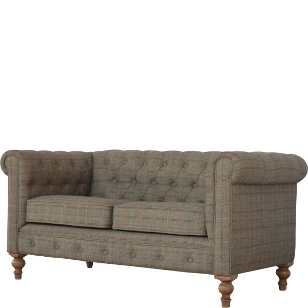 Solid Mango Wood Multi Tweed 2 Seat Chesterfield - Image 2
