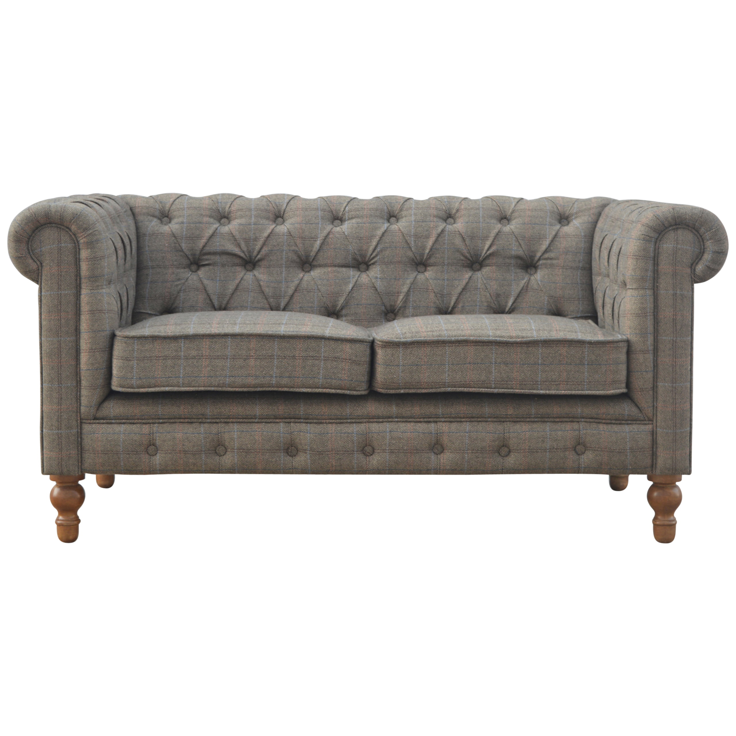 Solid Mango Wood Multi Tweed 2 Seat Chesterfield