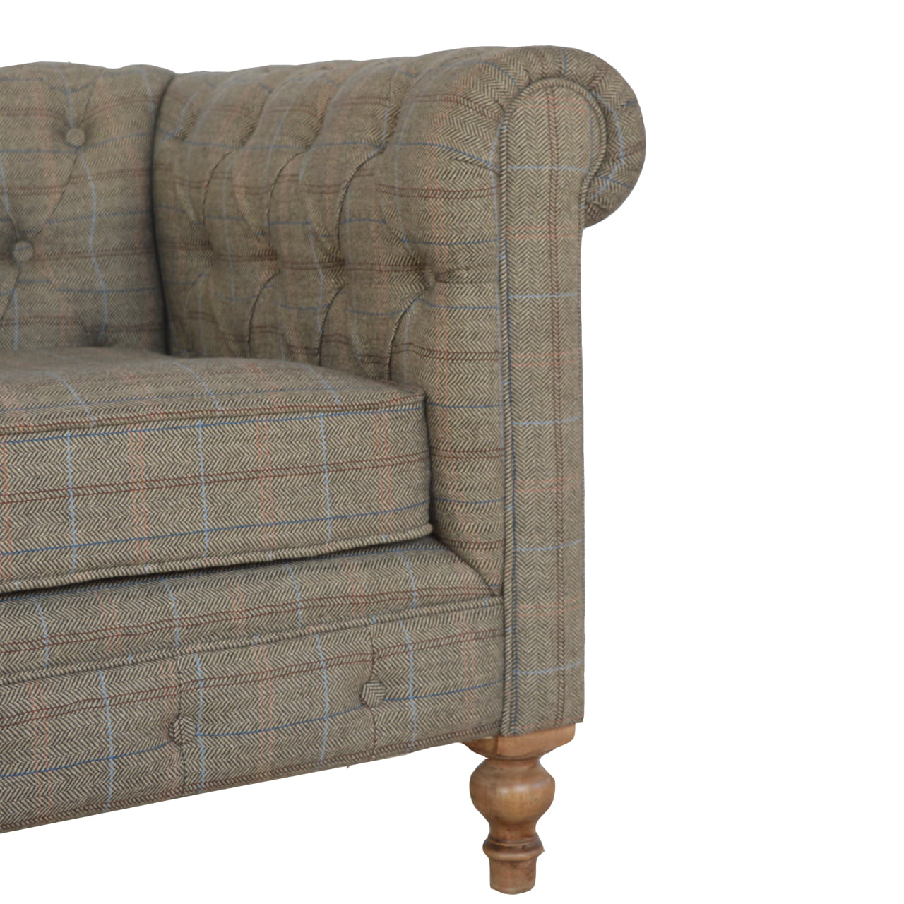 Solid Mango Wood Multi Tweed 2 Seat Chesterfield - Image 5