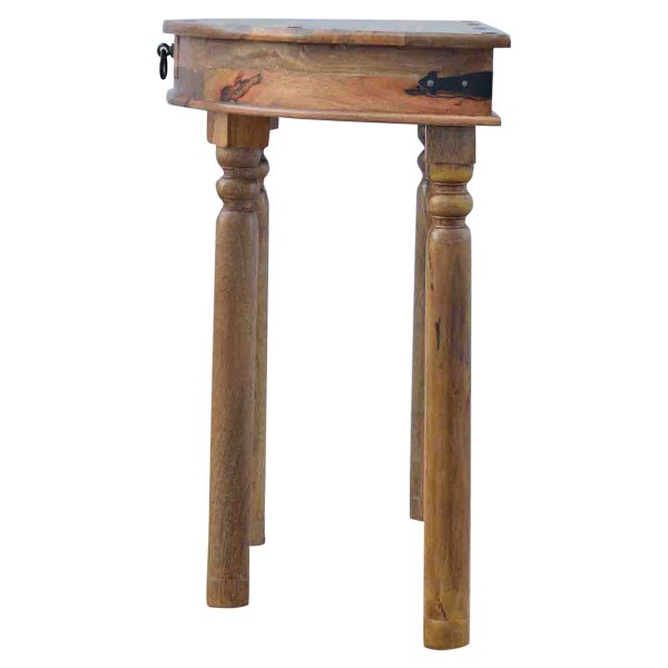 Solid Mango Wood Oak Finished 1 Drawer Serpentine Console Table - Image 4