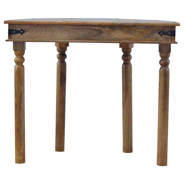 Solid Mango Wood Oak Finished 1 Drawer Serpentine Console Table - Image 5