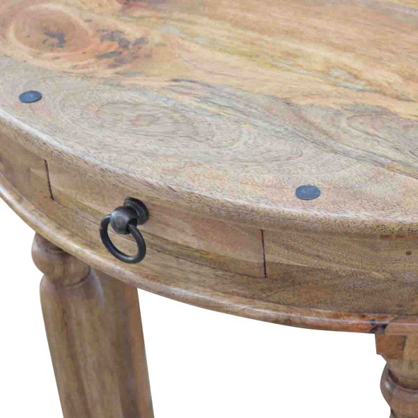 Solid Mango Wood Oak Finished 1 Drawer Serpentine Console Table - Image 6