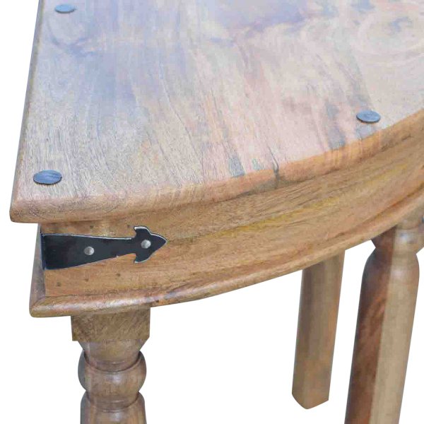 Solid Mango Wood Oak Finished 1 Drawer Serpentine Console Table - Image 8