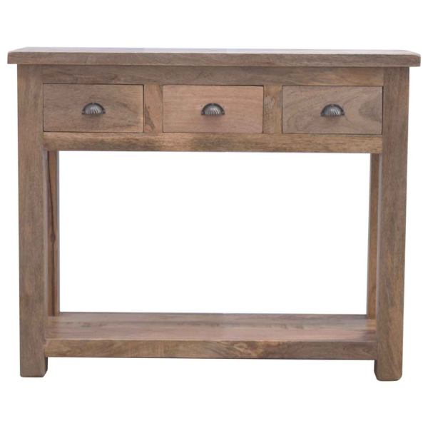 Solid Mango Wood Natural Finished 3 Drawer Hallway Console
