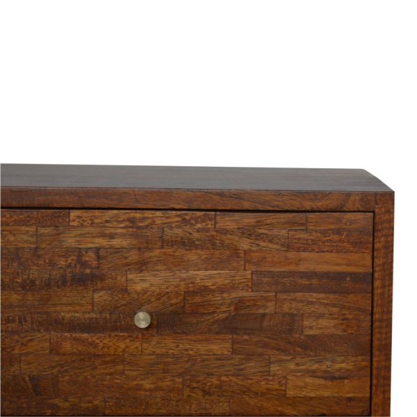 Solid Mango Wood Mixed Chestnut Finished 2 Drawer Bedside - Image 4