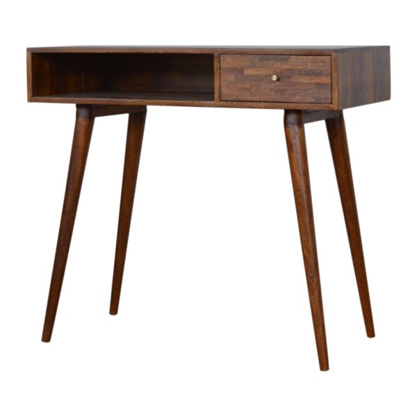 Solid Mango Wood Chestnut Finished One Drawer Desk - Image 2