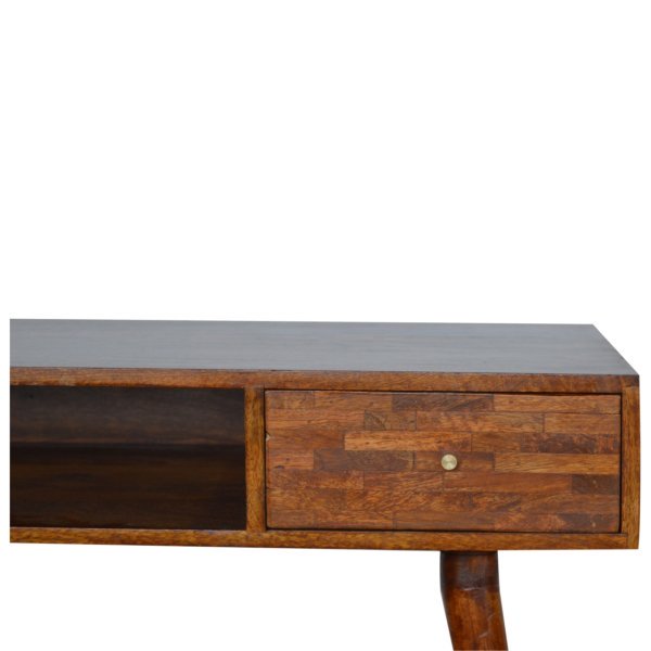 Solid Mango Wood Chestnut Finished One Drawer Desk - Image 3