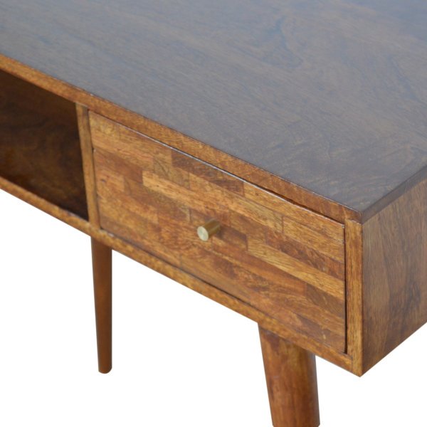 Solid Mango Wood Chestnut Finished One Drawer Desk - Image 4