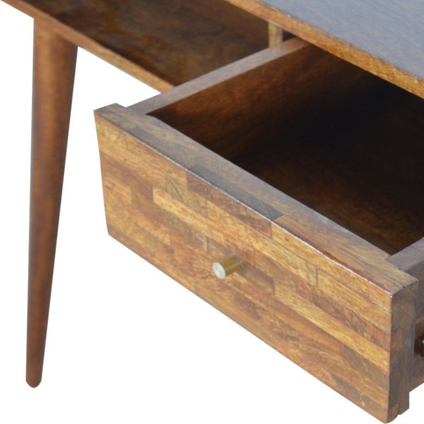 Solid Mango Wood Chestnut Finished One Drawer Desk - Image 5
