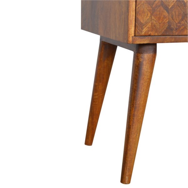 Solid Mango Wood Mixed Chestnut Finished 1 Drawer 1 Slot Bedside - Image 6