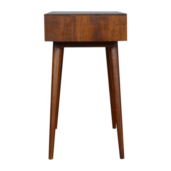Solid Mango Wood Oak Finished Patterned Console Table - Image 8