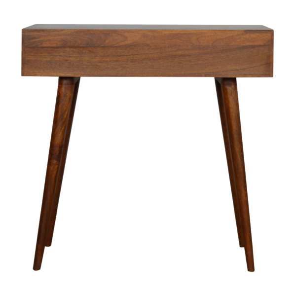 Solid Mango Wood Oak Finished Patterned Console Table - Image 9