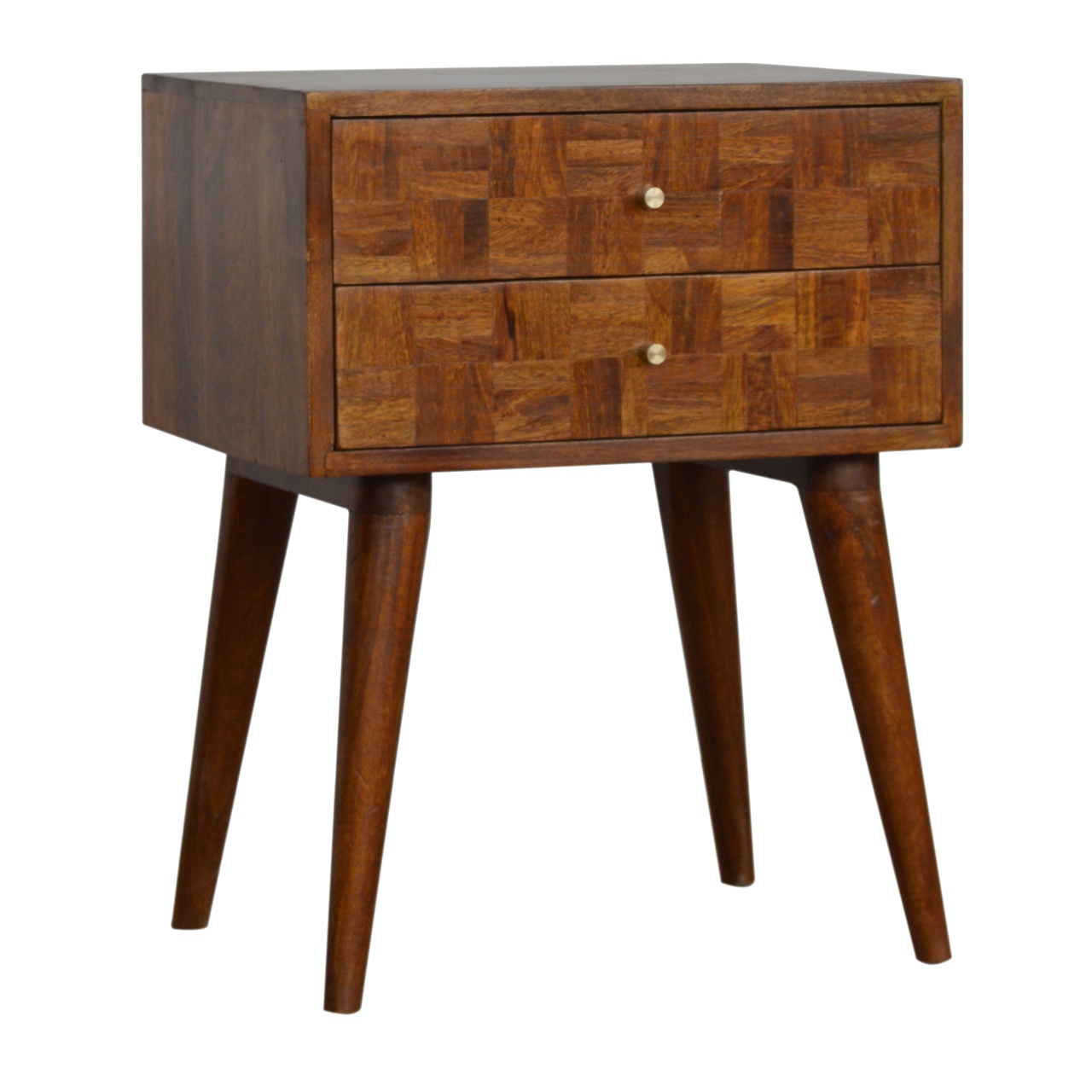 Solid Mango Wood Various Chestnut Finished 2 Drawer Bedside - Image 2
