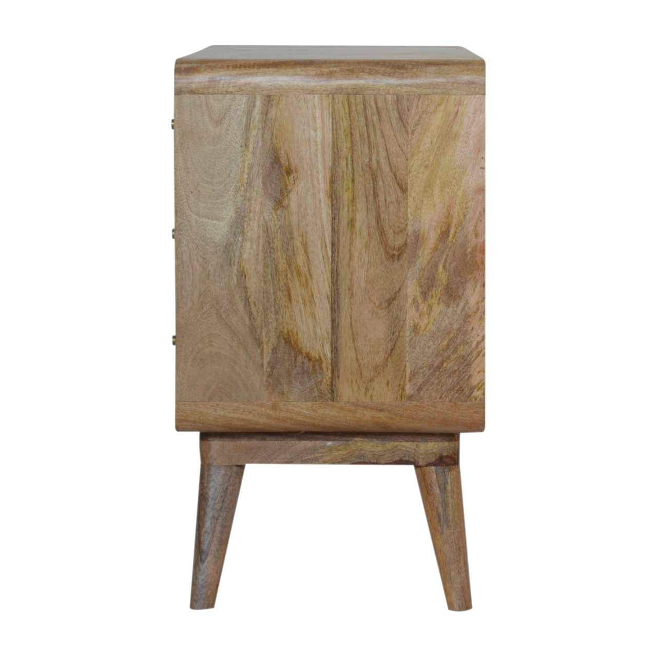 Solid Mango Wood Oak Finished 3 Drawer 1 Woven Front Door Sideboard - Image 7