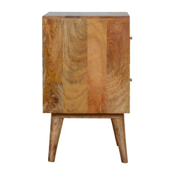 Solid Mango Wood Oak Finished 2 Drawer Slate Pattern Bedside - Image 7