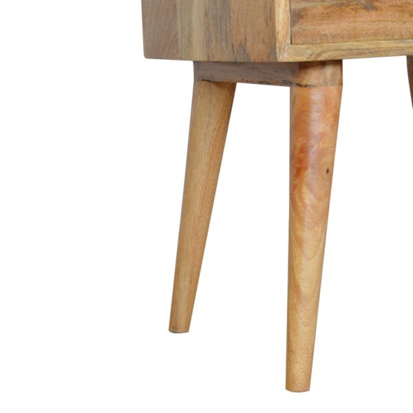 Solid Mango Wood Oak Finished 1 Drawer Open Slot Bedside with White Top - Image 6