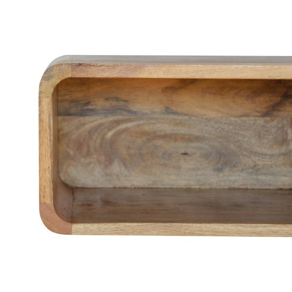 Solid Mango Wood Oak Finished Wall Mounted Open Bedside - Image 4