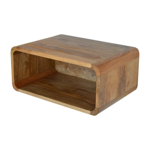 Solid Mango Wood Oak Finished Wall Mounted Open Bedside - Image 5