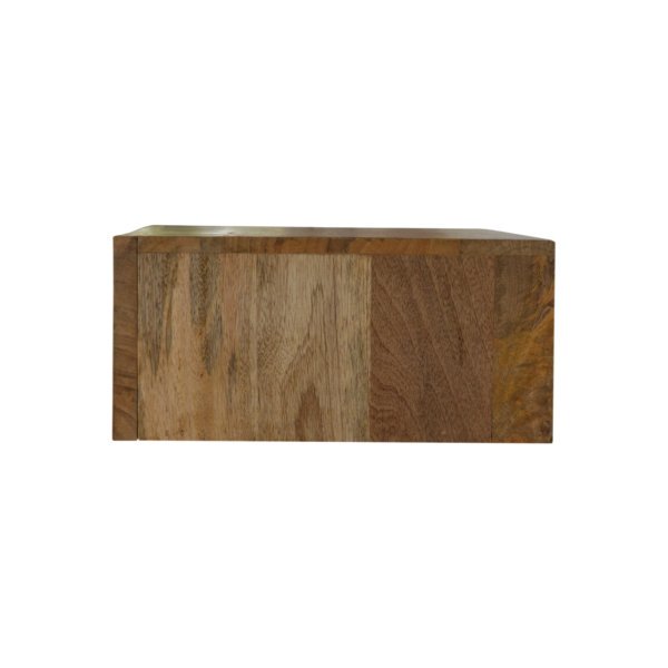 Solid Mango Wood Oak Finished 1 Ratten Drawer Wall Mounted Bedside - Image 7