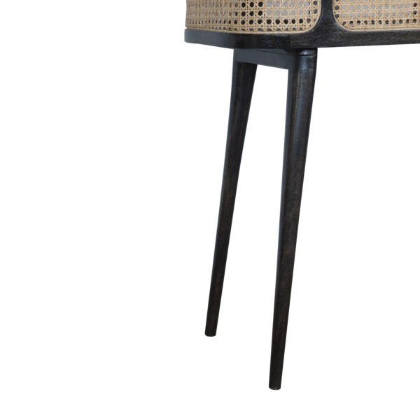 Solid Mango Wood Black Carbon Finish Rattan Sides Larissa Inset Tray Table - Image 8