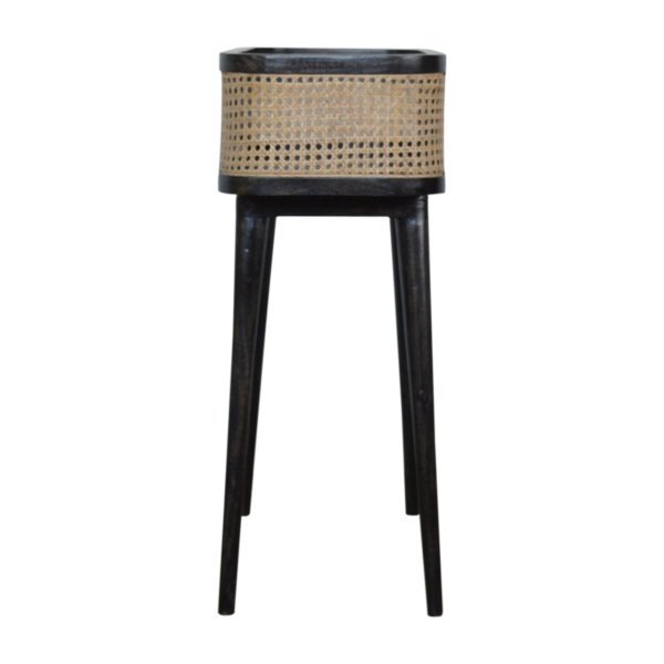 Solid Mango Wood Black Carbon Finish Rattan Sides Larissa Inset Tray Table - Image 9