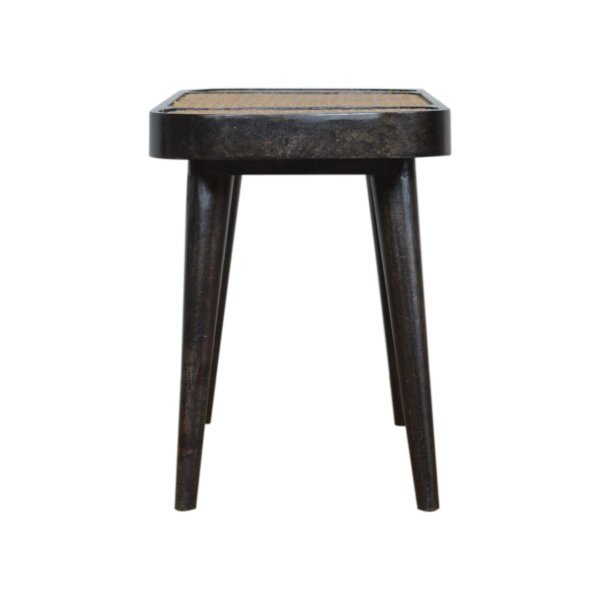 Solid Mango Wood Larissa Carbon Black Rattan Woven Top Bench - Image 8