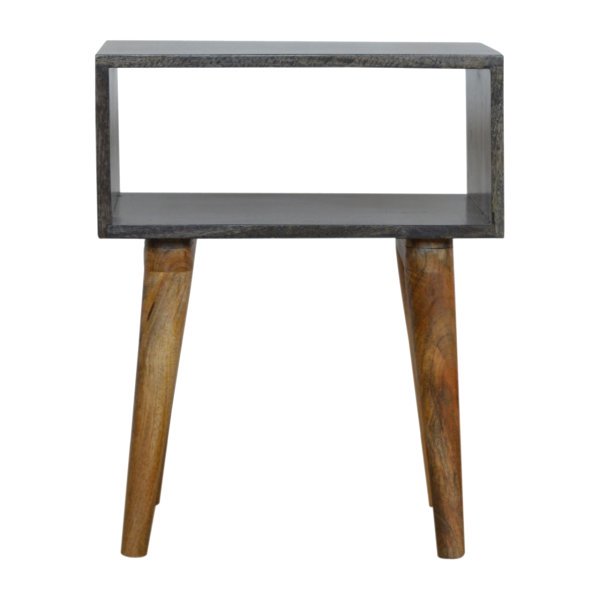 Solid Mango Wood Carbon Black Finished Open Bedside
